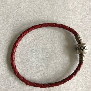 Pandora bracelet braided leather red